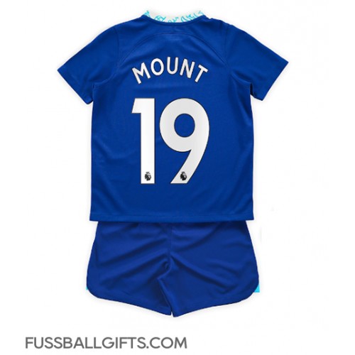 Chelsea Mason Mount #19 Fußballbekleidung Heimtrikot Kinder 2022-23 Kurzarm (+ kurze hosen)